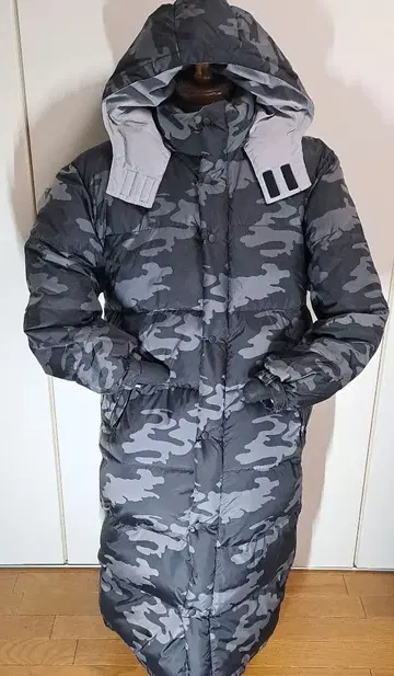 HILL CROP 카모플라쥬 벤치 코트 블랙 그레이 L 사이즈