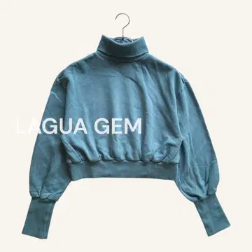 LAGUA GEM 맨투맨 블루 터틀넥 크롭