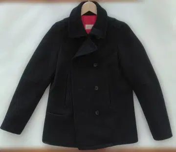 츠모리치사토 일본제 울 피 코트 네이비 빨간색 안감