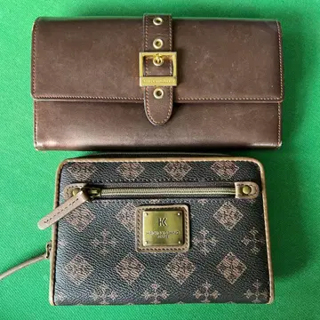 브라운 가죽 지퍼 장지갑