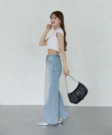 하이웨스트 스트레이트 데님 팬츠