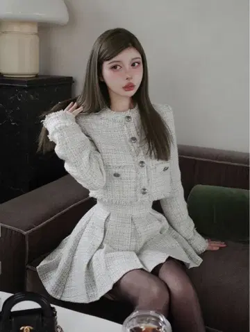 darich 컴팩트 프린지 트위드 자켓