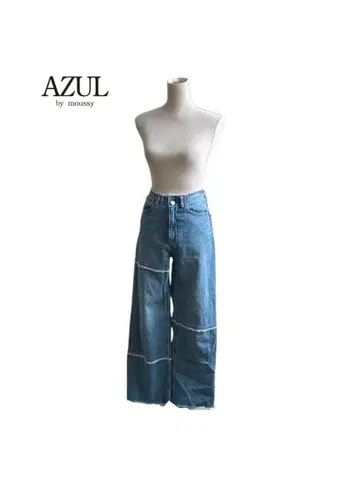 아줄바이마우지 하이웨스트 프린지 와이드 데님 팬츠