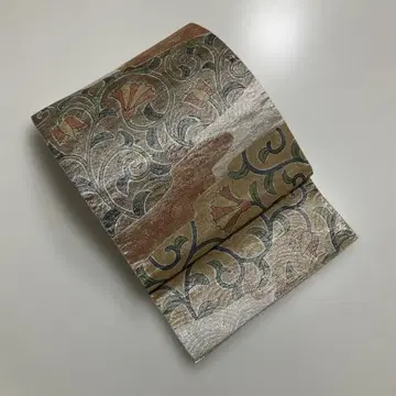 No.2790 순수 실크 꽃+덩굴 패턴 플라티나 박 후쿠로 오비