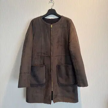 쿠미쿄쿠 페이크 무스탕 리버서블 롱 코트 M 사이즈