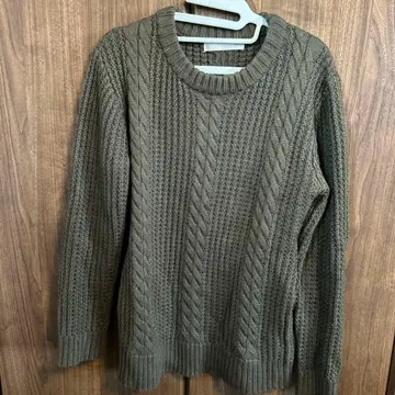 HIGH STREET 케이블 니트 스웨터 올리브 그린