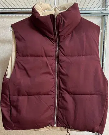 버쉬카 리버서블 다운 베스트 버건디/베이지