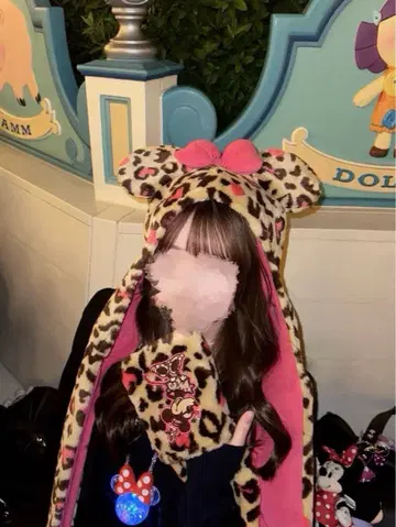 미니 레오파드 무늬 머플러 캡