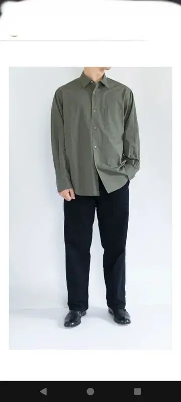 BY 탱고 브로드 와이드 형태 테이퍼드 셔츠 XL 사이즈 올리브