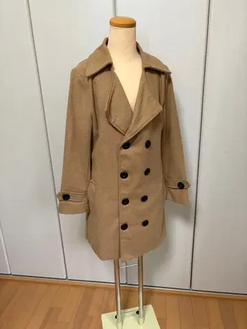 베이지 울 혼방 피 코트