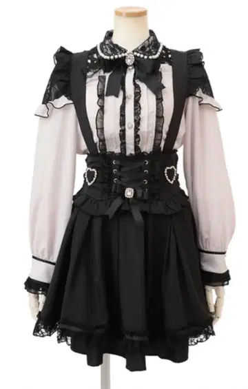 LIZLISA 레이스업 카슈쿨 스커트 블랙