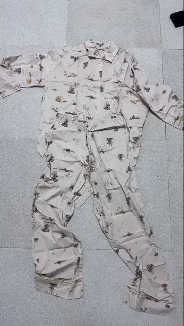 동물 패턴 베이지 코튼 룸웨어 M