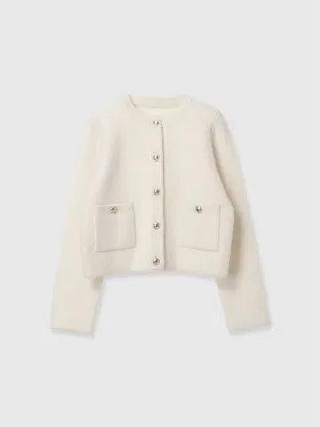 anuans 캐시미어 블렌드 노카라 니트 자켓