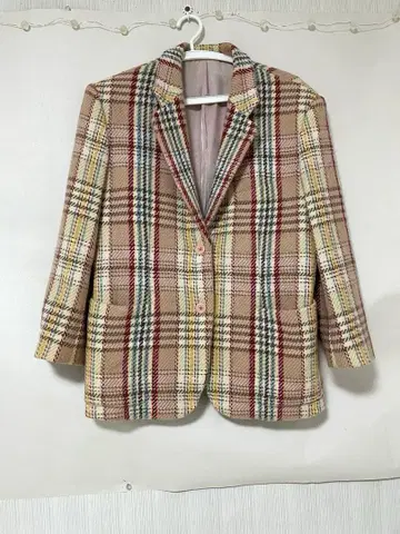 핑크하우스 체크 무늬 테일러드 자켓