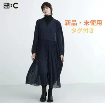 유니클로 C 쉬폰 플리츠 원피스 유니클로 씨