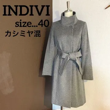 INDIVI 인디비 캐시미어 혼방 롱 코트 스탠드 카라