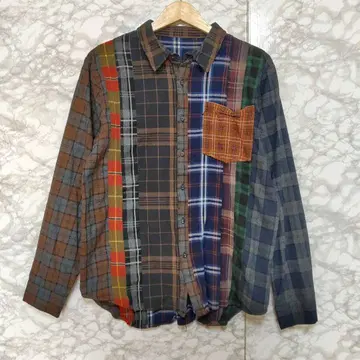 안티카 antiqua 멀티 컬러 플란넬 셔츠 체크 무늬