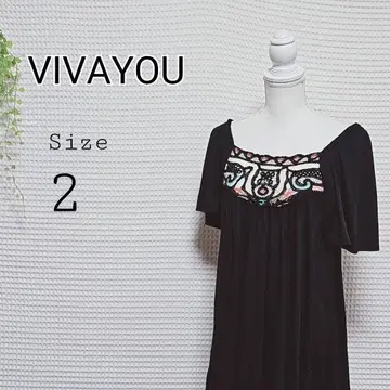 VIVAYOU 자수 오프숄더 튜닉 사이즈 2 블랙