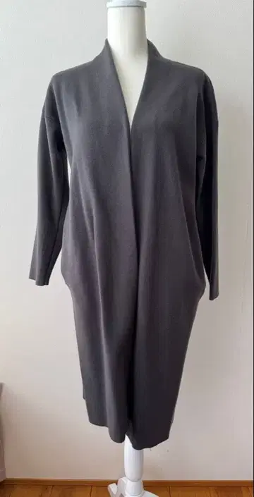 새상품급 UNIQLO 그레이 롱 코트 오픈 프론트 S