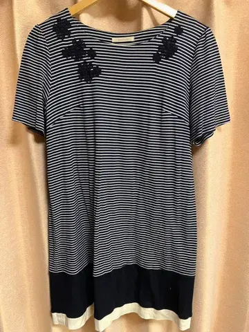 로즈 티아라 스트라이프 반팔 튜닉 42