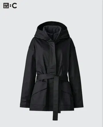 유니클로 C 3WAY 오버 사이즈 하프 코트 블랙