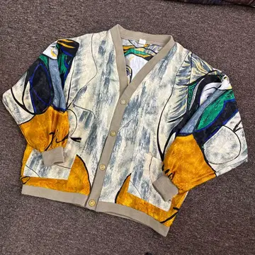 유즈드 후루기 USED 구제 의류 올 패턴 지퍼 자켓 회화 남성용