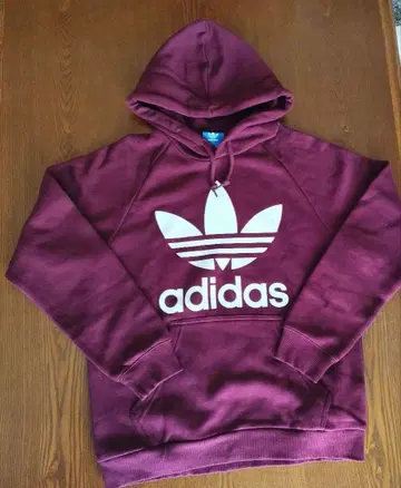 adidas 버건디 후드 부착 후드티 UK S