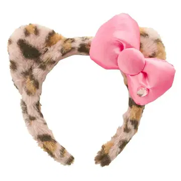USJ 레오파드 무늬 키티 머리띠 핑크 리본