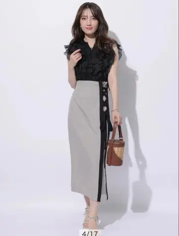 배색 레이스업 스커트 Apuweiser-riche