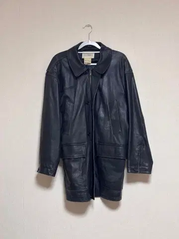 블랙 가죽 롱 자켓