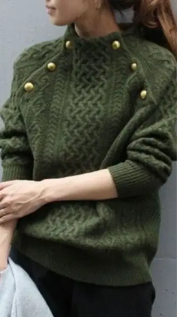 새상품급 프레임워크 해밀턴 아란 풀오버 모 100% 카키