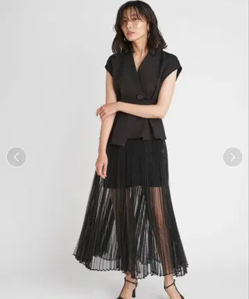 SNIDEL 클래식 베스트 자켓 & 플리츠 스커트 세트