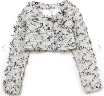 MELT THE LADY cropped tweed jacket white