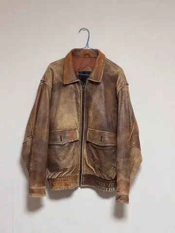 90's 브라운 가죽 집업 자켓