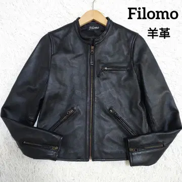 Filomo 가죽 자켓 싱글 라이더 램 가죽 양가죽 블랙 M