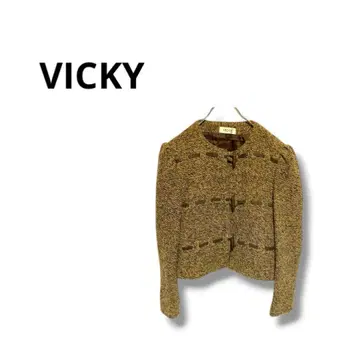 [비키] 노카라 자켓 성인 트위드 브라운 9호