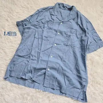 [빈티지] 오픈 카라 반팔 오픈 카라 셔츠 L 상당 캐주얼 무지 업무