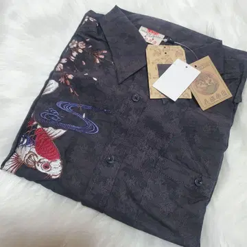 새상품 화려악단 자수 단풍 잉어 긴팔 L 사이즈 남성용 일본풍 패턴