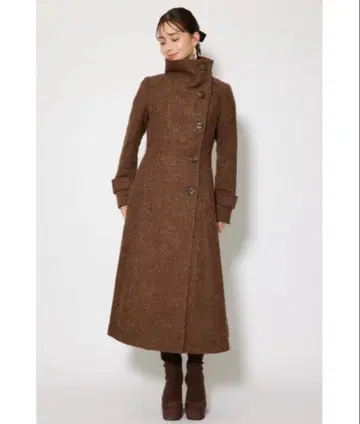 rienda 코트 25 오버넥 신데렐라 라인 코트 멀티 브라운