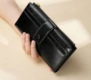 블랙 가죽 장지갑