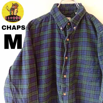 USA 구제 의류 CHAPS 플란넬 셔츠 M 블루그린 체크
