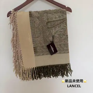 미사용 새상품 Lancel 페이즐리 무늬 대형 스톨 숄 그린 계열