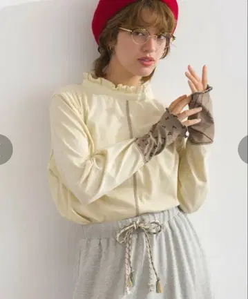 limeinc 라임 잉크 프릴 넥 풀오버 긴팔 티셔츠 롱티