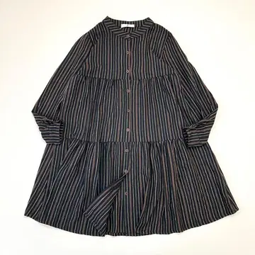 Rccat 티어드 멀티 스트라이프 셔츠 원피스 튜닉 루즈핏