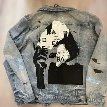 ZARA 그래픽 프린트 데님 자켓 M