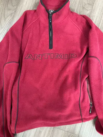 ANTIMID 플리스 하프 지퍼 빨간색 S