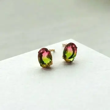 [ cui-cui ] K10 YG 그라데이션 크리스탈 오벌 귀걸이