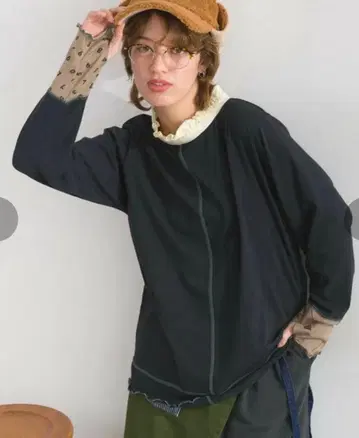 limeinc 라임인크 프릴 넥 풀오버 긴팔 T셔츠 롱T