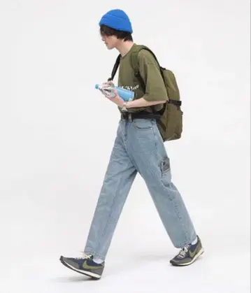 MASONPRINCE 와이드 색빠짐 가공 사이드 포켓 데님 팬츠