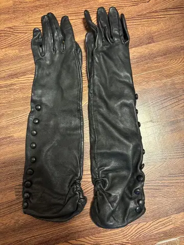 천연 가죽 여성용 롱 그로브 블랙 장갑